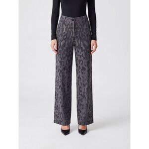 Pinko Jeep Animalier Embroidered Wide-Leg Criªpe Trousers With Rhinestones